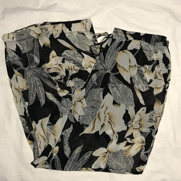 Kardashian Kollection Pants - Tropical Floral Wide Leg Pants